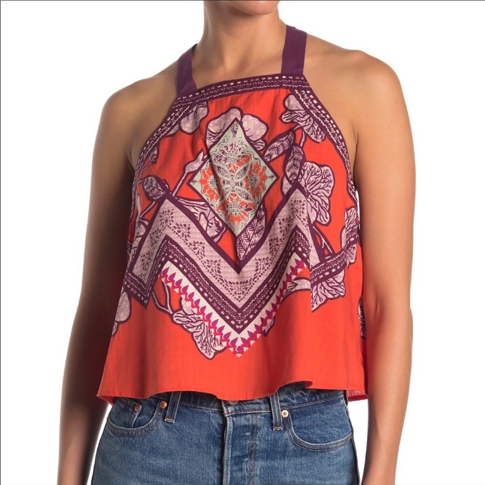 Free People Orange and Purple Tank Top
